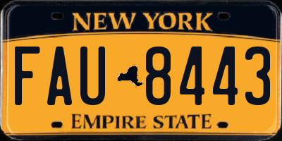 NY license plate FAU8443