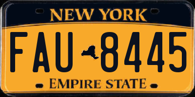 NY license plate FAU8445