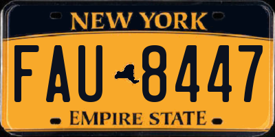 NY license plate FAU8447