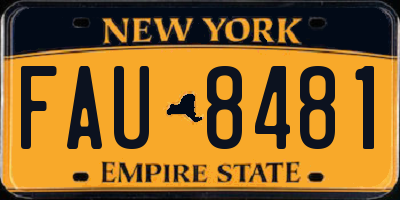 NY license plate FAU8481