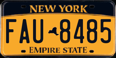 NY license plate FAU8485