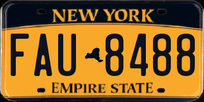 NY license plate FAU8488