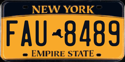 NY license plate FAU8489