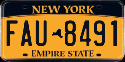 NY license plate FAU8491