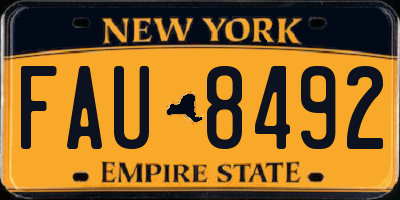 NY license plate FAU8492