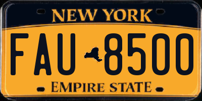 NY license plate FAU8500
