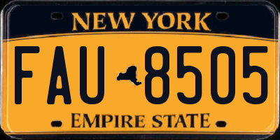 NY license plate FAU8505