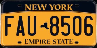 NY license plate FAU8506