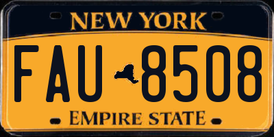 NY license plate FAU8508