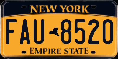 NY license plate FAU8520