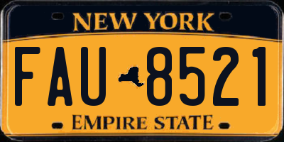 NY license plate FAU8521