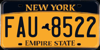 NY license plate FAU8522