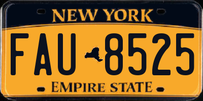 NY license plate FAU8525