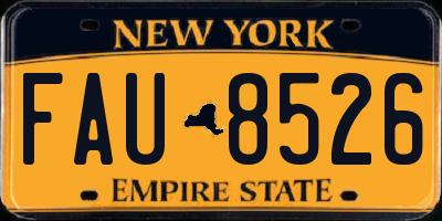 NY license plate FAU8526