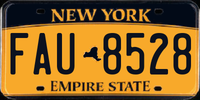 NY license plate FAU8528