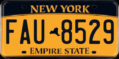 NY license plate FAU8529