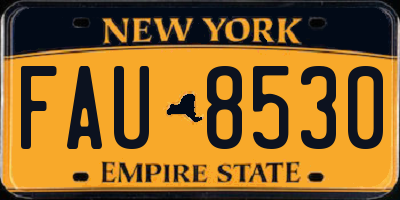 NY license plate FAU8530