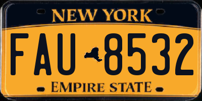 NY license plate FAU8532