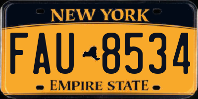 NY license plate FAU8534
