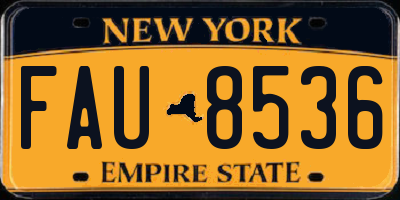 NY license plate FAU8536