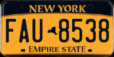 NY license plate FAU8538