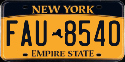 NY license plate FAU8540
