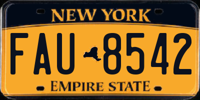 NY license plate FAU8542
