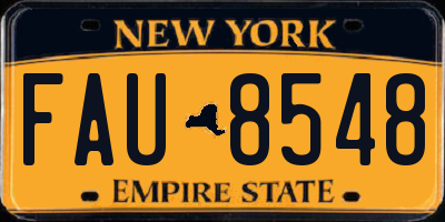 NY license plate FAU8548
