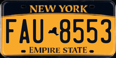 NY license plate FAU8553