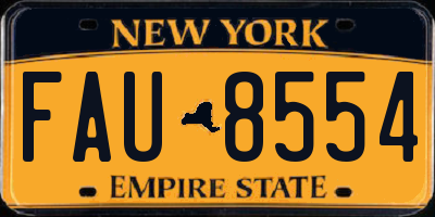 NY license plate FAU8554