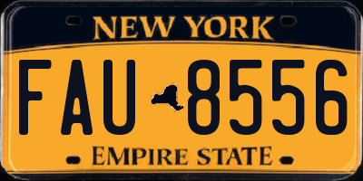 NY license plate FAU8556