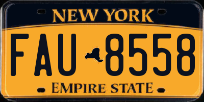 NY license plate FAU8558