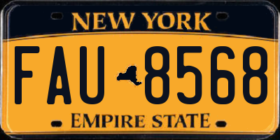 NY license plate FAU8568