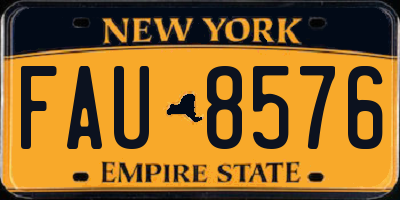 NY license plate FAU8576