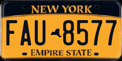 NY license plate FAU8577
