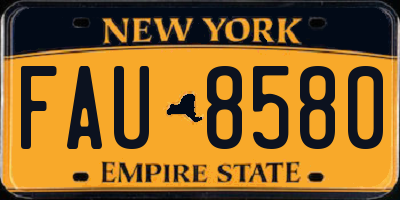 NY license plate FAU8580