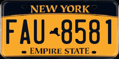 NY license plate FAU8581