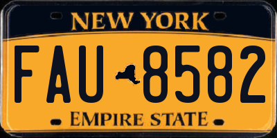NY license plate FAU8582