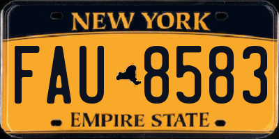 NY license plate FAU8583