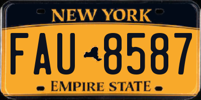 NY license plate FAU8587