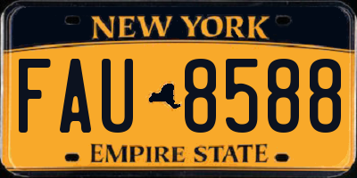 NY license plate FAU8588