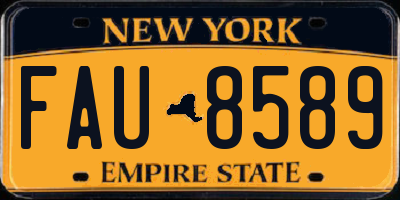 NY license plate FAU8589