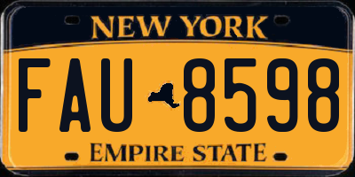 NY license plate FAU8598
