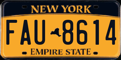 NY license plate FAU8614