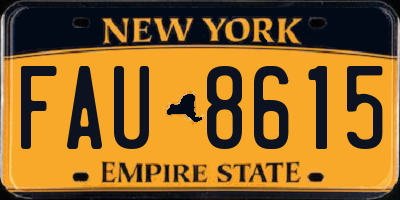 NY license plate FAU8615