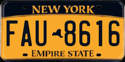 NY license plate FAU8616