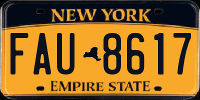 NY license plate FAU8617