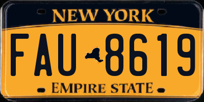 NY license plate FAU8619