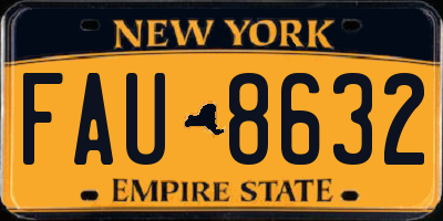 NY license plate FAU8632
