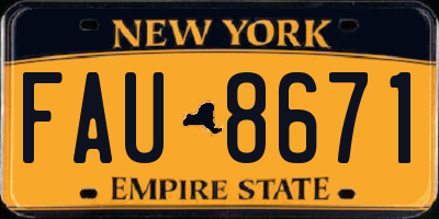 NY license plate FAU8671